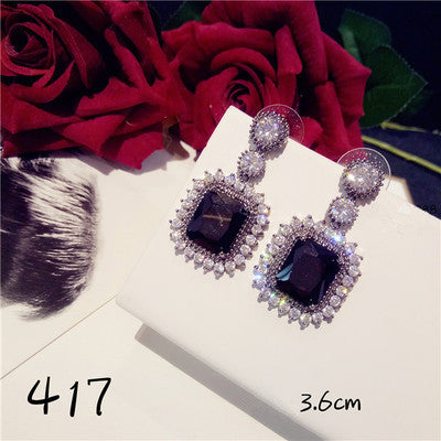 Vintage Drop Earrings For Women S925 Sterling Silver Black Spinel Fine Jewelry Temperament Eardrop Brincos Pendients Mujer