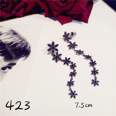 Vintage Drop Earrings For Women S925 Sterling Silver Black Spinel Fine Jewelry Temperament Eardrop Brincos Pendients Mujer