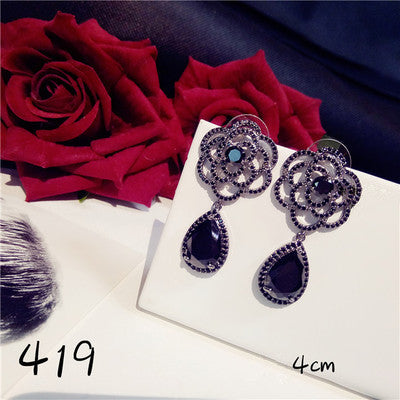 Vintage Drop Earrings For Women S925 Sterling Silver Black Spinel Fine Jewelry Temperament Eardrop Brincos Pendients Mujer