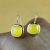 Vintage Drop Earrings Yellow Agate 925 Sterling Silver Trendy Earring Fine Jewelry S925 3.4g Women Fashion ChALkeR 2020 New