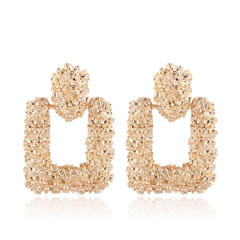 Vintage Earrings for women gold color Geometric statement earring 2020 texture metal drop earing Hanging fashion jewelry