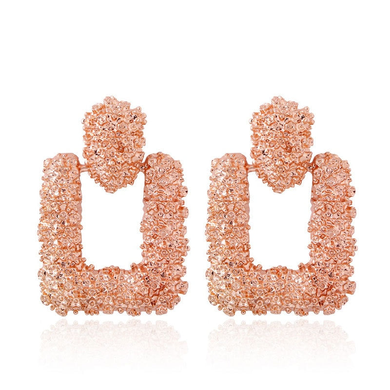 Vintage Earrings for women gold color Geometric statement earring 2020 texture metal drop earing Hanging fashion jewelry