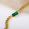 Vintage Emerald Bracelet For Women Stainless Steel Charm Cuban Chain CZ Bracelets BFF Wedding Couple Jewerly Gift pulseras mujer