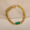 Vintage Emerald Bracelet For Women Stainless Steel Charm Cuban Chain CZ Bracelets BFF Wedding Couple Jewerly Gift pulseras mujer