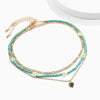 Vintage Emerald Heart Pendant Necklace Set For Girls Simple Daisy Bead Metal Chains On The Neck Choker Women Jewelry 2021 Trend