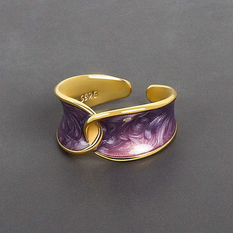 Vintage Enamel Dripping Oil Rings For Women Stainless Steel Opening Couple Ring  Aesthetic Jewelry Gift Anillos Mujer