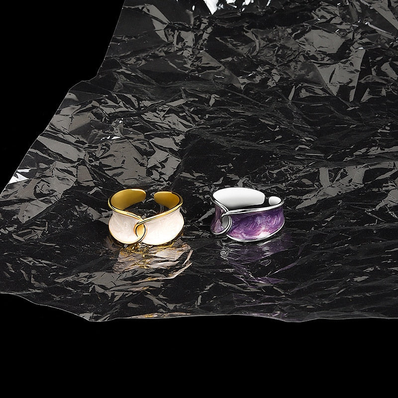 Vintage Enamel Dripping Oil Rings For Women Stainless Steel Opening Couple Ring  Aesthetic Jewelry Gift Anillos Mujer