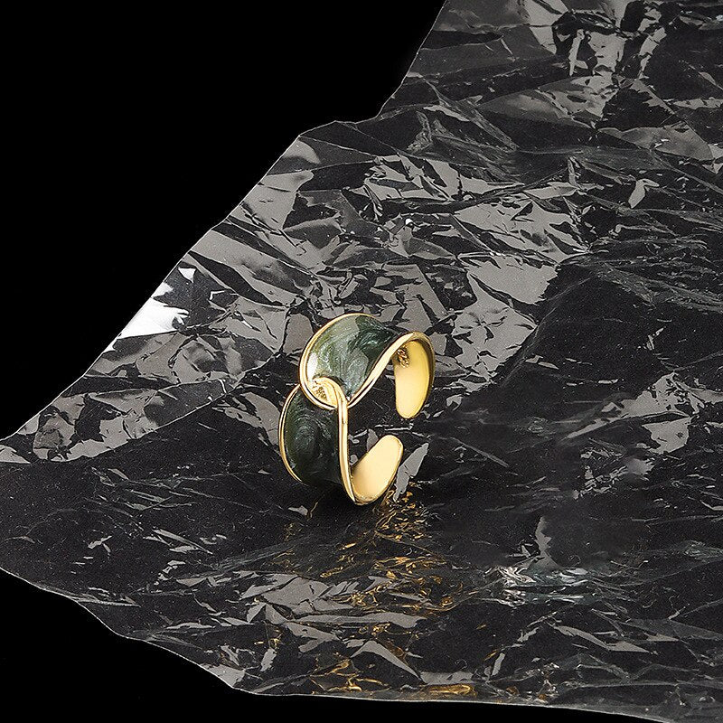 Vintage Enamel Dripping Oil Rings For Women Stainless Steel Opening Couple Ring  Aesthetic Jewelry Gift Anillos Mujer