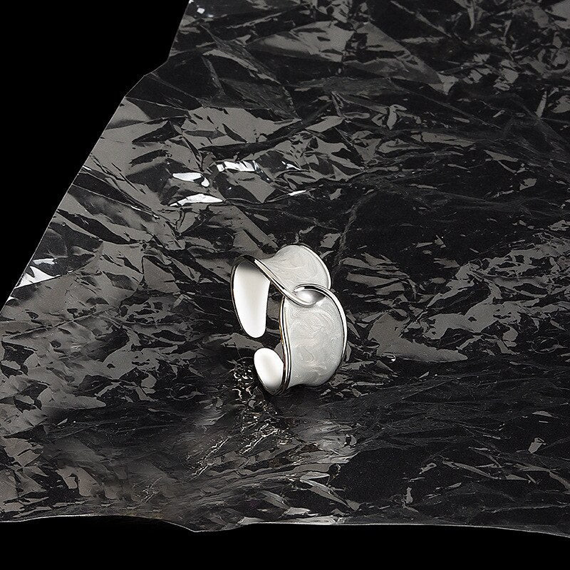 Vintage Enamel Dripping Oil Rings For Women Stainless Steel Opening Couple Ring  Aesthetic Jewelry Gift Anillos Mujer