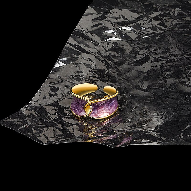 Vintage Enamel Dripping Oil Rings For Women Stainless Steel Opening Couple Ring  Aesthetic Jewelry Gift Anillos Mujer