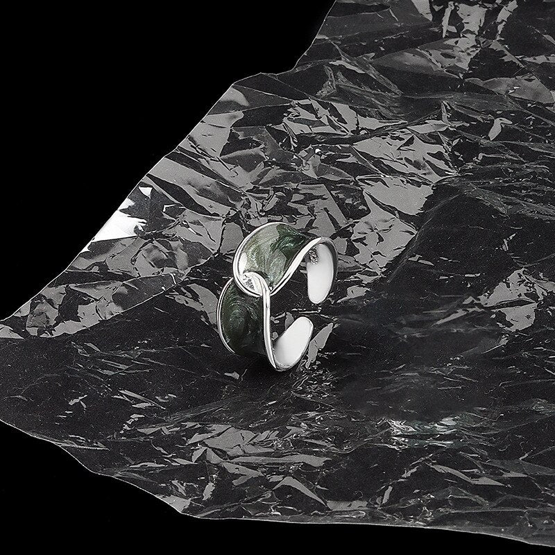 Vintage Enamel Dripping Oil Rings For Women Stainless Steel Opening Couple Ring  Aesthetic Jewelry Gift Anillos Mujer