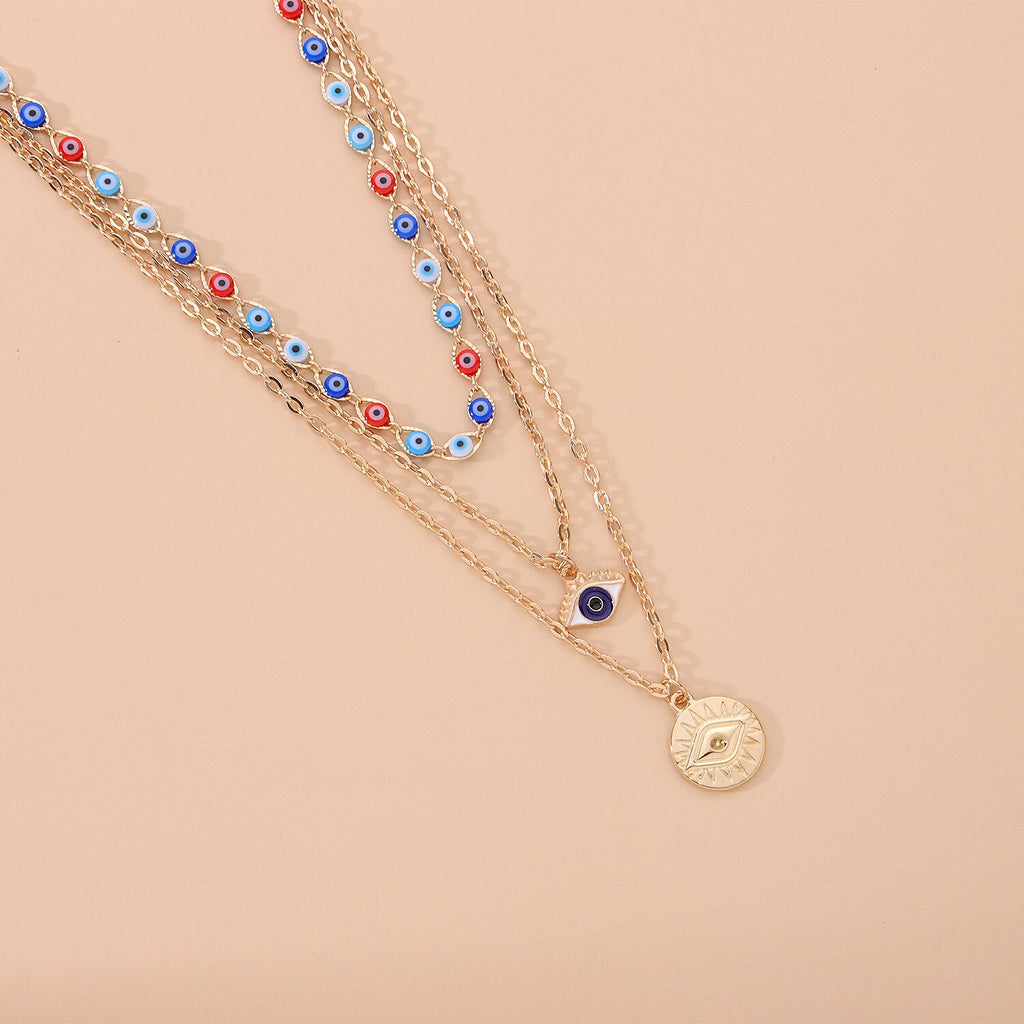 Vintage Evil Eyes Necklace For Women Bohemian Multilayer Devil Choker Pendant Necklaces Charm Collar Beads Party Jewelry Gift