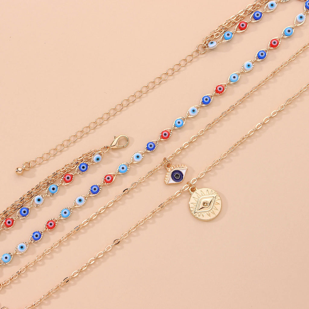 Vintage Evil Eyes Necklace For Women Bohemian Multilayer Devil Choker Pendant Necklaces Charm Collar Beads Party Jewelry Gift