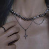 Vintage Exquisite Bling Cross Star Pendant Necklaces for Women Girlfriend Gift Trendy Goth Beads Chains Choker Harajuku Jewelry