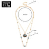 Vintage Crystal Evil Eye Necklace Pendant Clavicle Chain Statement Long Necklace Women Accessories Ins Double Chains