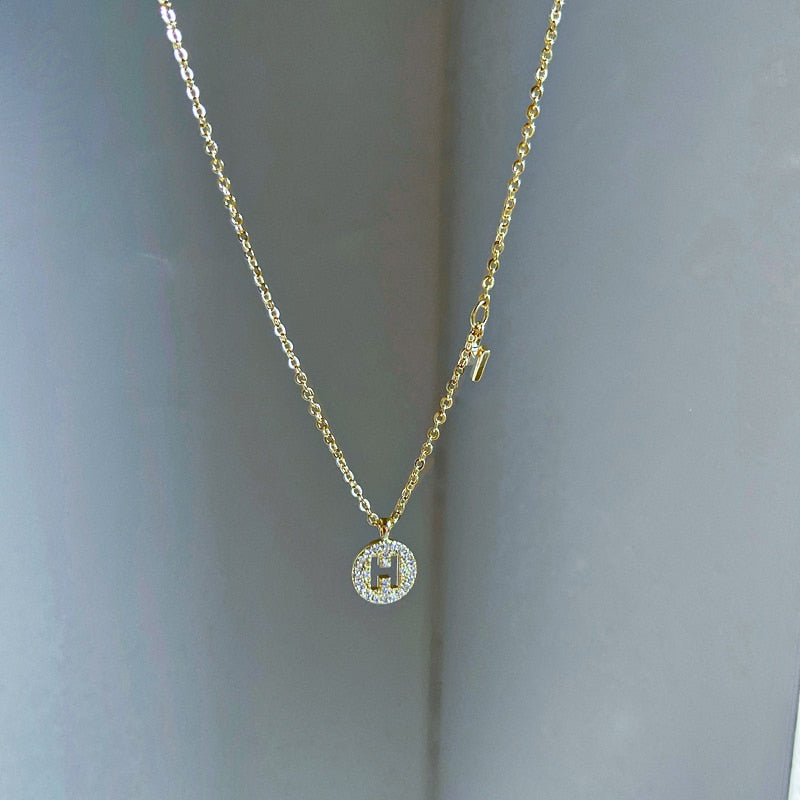 Vintage Dainty Letter Pendant Choker 2021 Cute Elegant Chain Zirconia Korean Necklace For Women Jewelry Naszyjnik Gifts