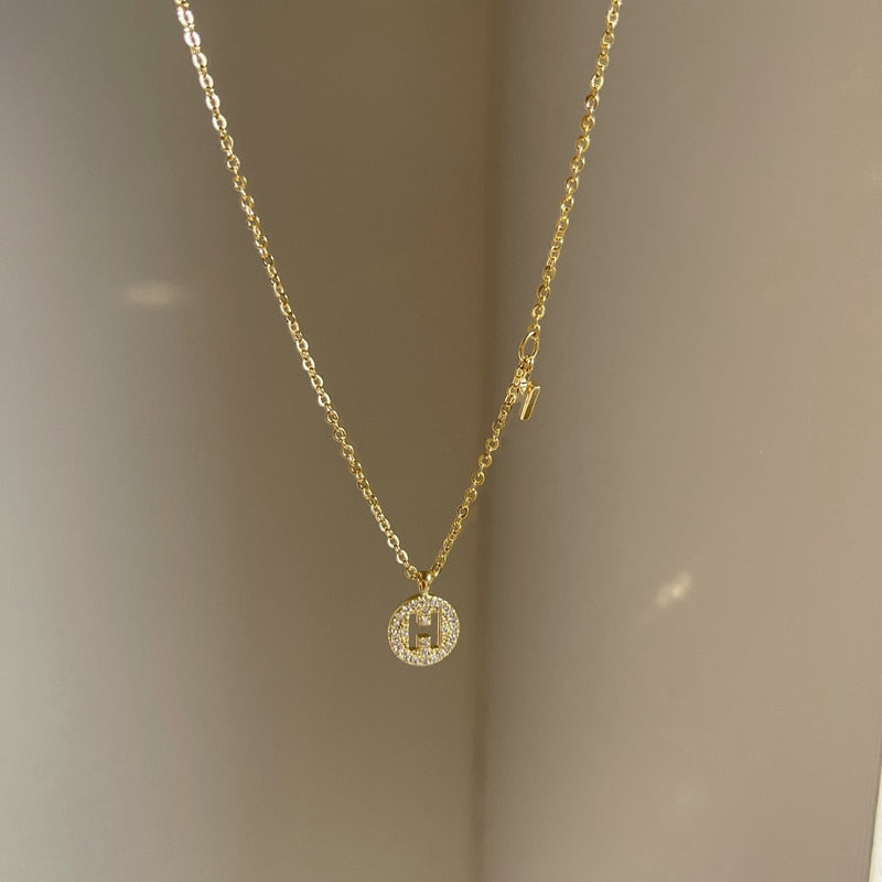 Vintage Dainty Letter Pendant Choker 2021 Cute Elegant Chain Zirconia Korean Necklace For Women Jewelry Naszyjnik Gifts