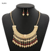 Vintage Exaggerated  Tassel Coin Jewel Necklace Hand Carved Ethnic Gypsy Bangladeshi Necklace Earring Set
