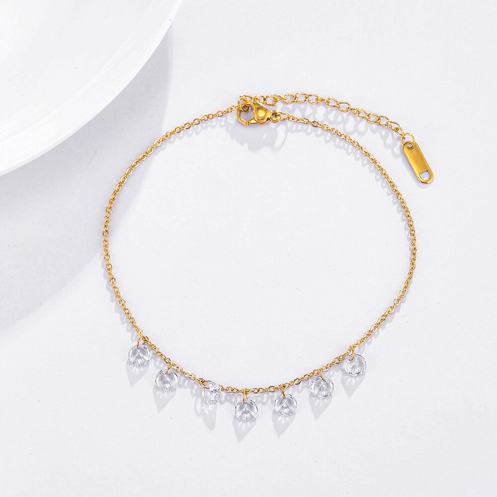 Vintage Pendant Crystal Anklet For Women Link Chin Bohemian Gold Silver Color Shoe Boot Chain Bracelet Foot Jewelry