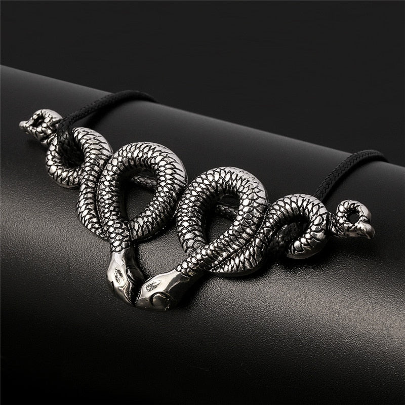 Vintage Snake Leather Wrap Choker Snake Necklace Witchy Gothic Crscent Goth Pagan Gothic Witchy Wicca Jewelry Gift