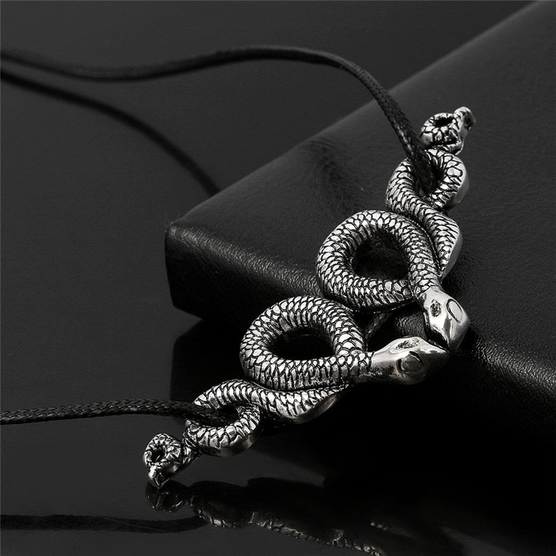 Vintage Snake Leather Wrap Choker Snake Necklace Witchy Gothic Crscent Goth Pagan Gothic Witchy Wicca Jewelry Gift