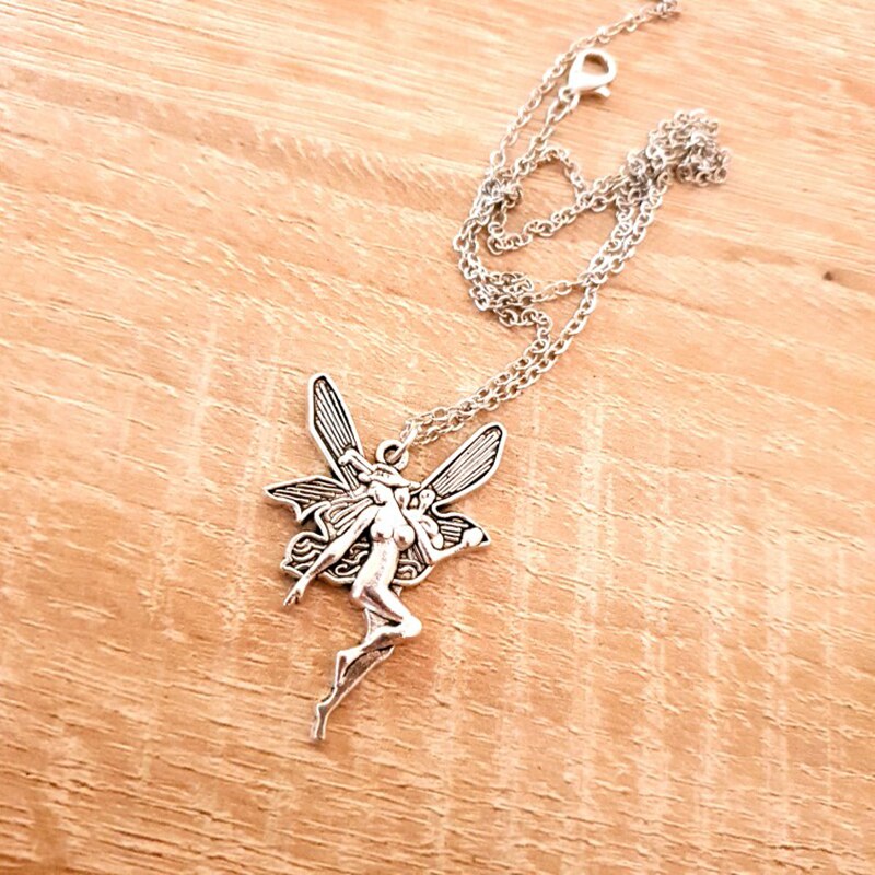 Vintage Statement Angel Fairy Pendant Necklace For Women Cross Chain Choker Jewelry Punk Goth Gothic Wicca Accessories