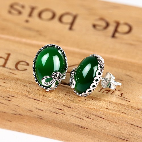 Vintage Flower 925 Silver Earrings for Women Ruby Vintage 925 Sterling Silver Earrings Female Stud Earrings 2020 Tibetan Jewelry