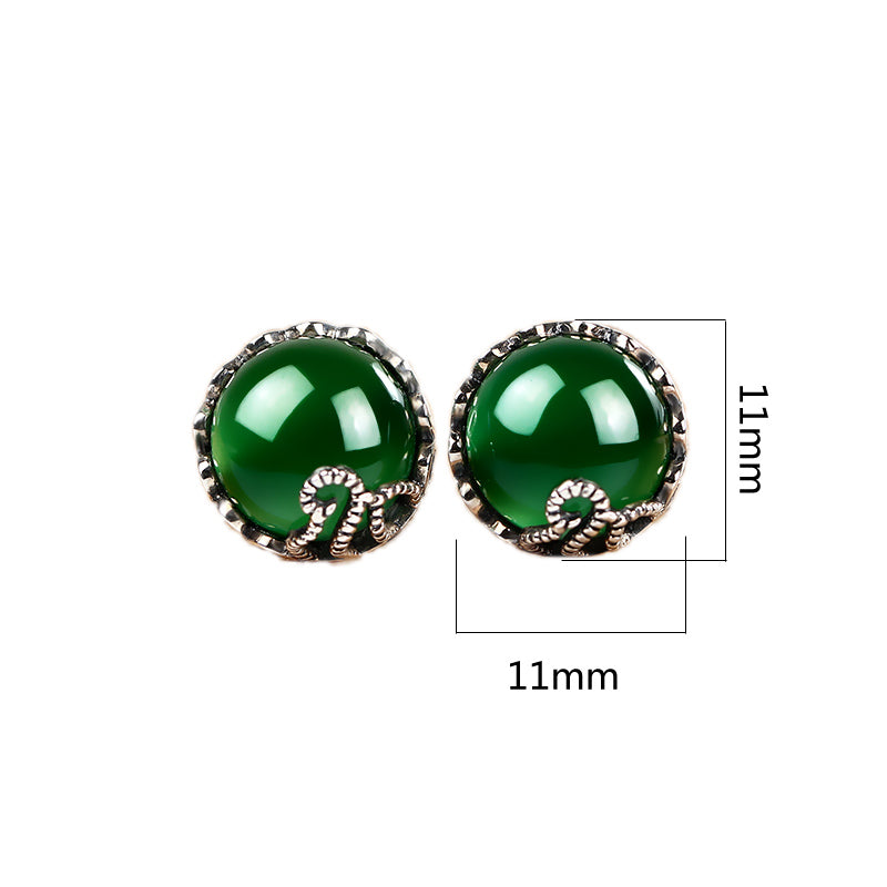 Vintage Flower Silver Earrings with Red Stone Elegant 925 Sterling Silver Earrings Female S925 Wedding Stud Earrings for Women