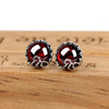 Vintage Flower Silver Earrings with Red Stone Elegant 925 Sterling Silver Earrings Female S925 Wedding Stud Earrings for Women