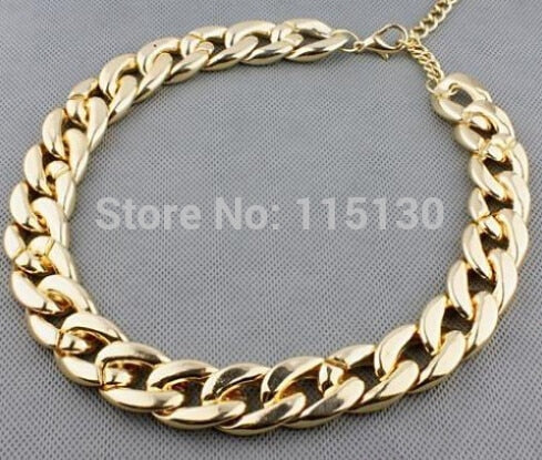 Vintage Gold Color Chunky Chain Necklace For Women Long Chian CCB Plastic Female Collar Necklace 2017   Jewelry