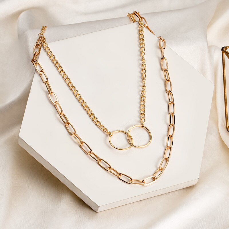 Vintage Golden Chains On The Neck  Choker Necklaces For Women Punk Metal Multi-layer Necklaces Female Jewelry 2022 Trend