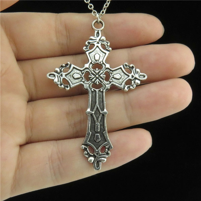 Vintage Gothic Religious Christian Faith Cross Pendant Chain Necklaces Collar Chunky Choker For Women Men Gift Jewelry Making