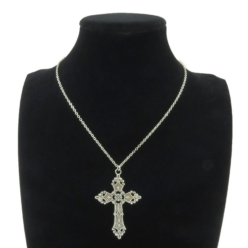 Vintage Gothic Religious Christian Faith Cross Pendant Chain Necklaces Collar Chunky Choker For Women Men Gift Jewelry Making
