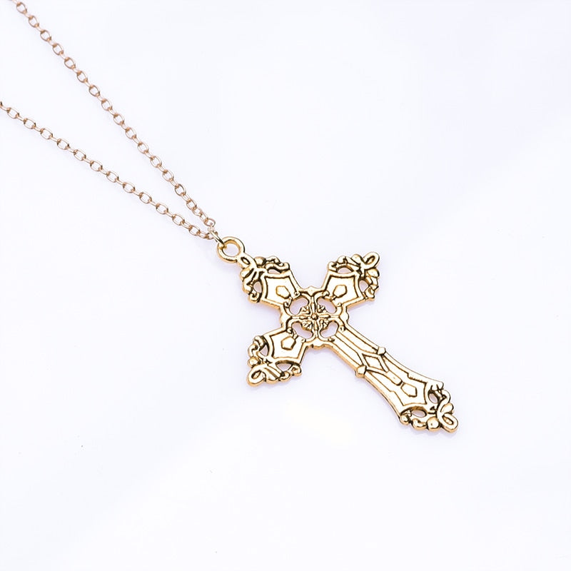 Vintage Gothic Religious Christian Faith Cross Pendant Chain Necklaces Collar Chunky Choker For Women Men Gift Jewelry Making