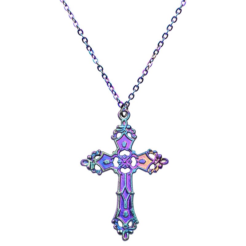 Vintage Gothic Religious Christian Faith Cross Pendant Chain Necklaces Collar Chunky Choker For Women Men Gift Jewelry Making