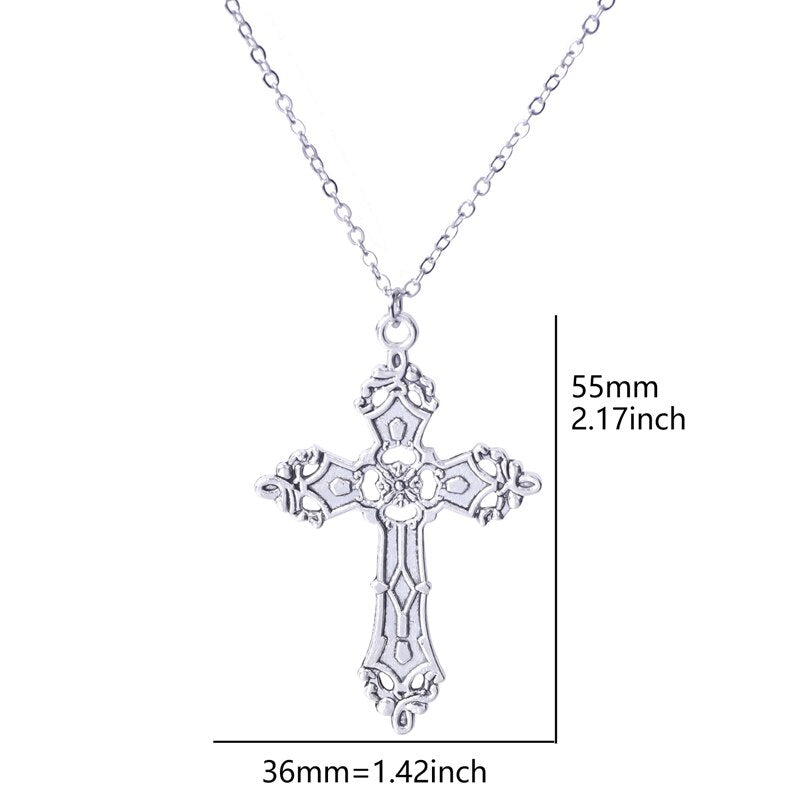 Vintage Gothic Religious Christian Faith Cross Pendant Chain Necklaces Collar Chunky Choker For Women Men Gift Jewelry Making