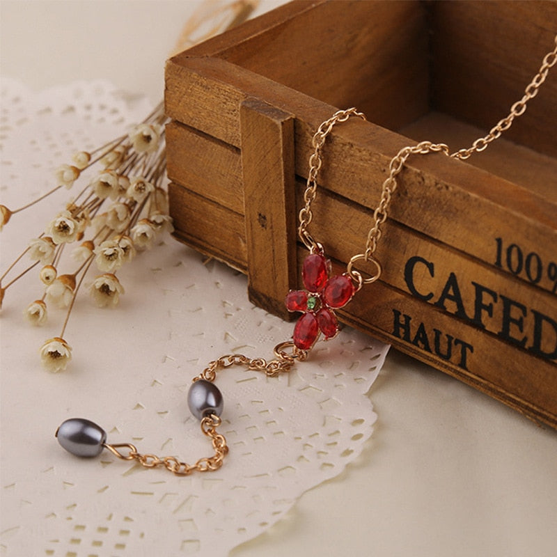 Vintage Harry P Necklace Hermione Horcruxes Flower Pendant Necklace for Women Jewelry Best Gift