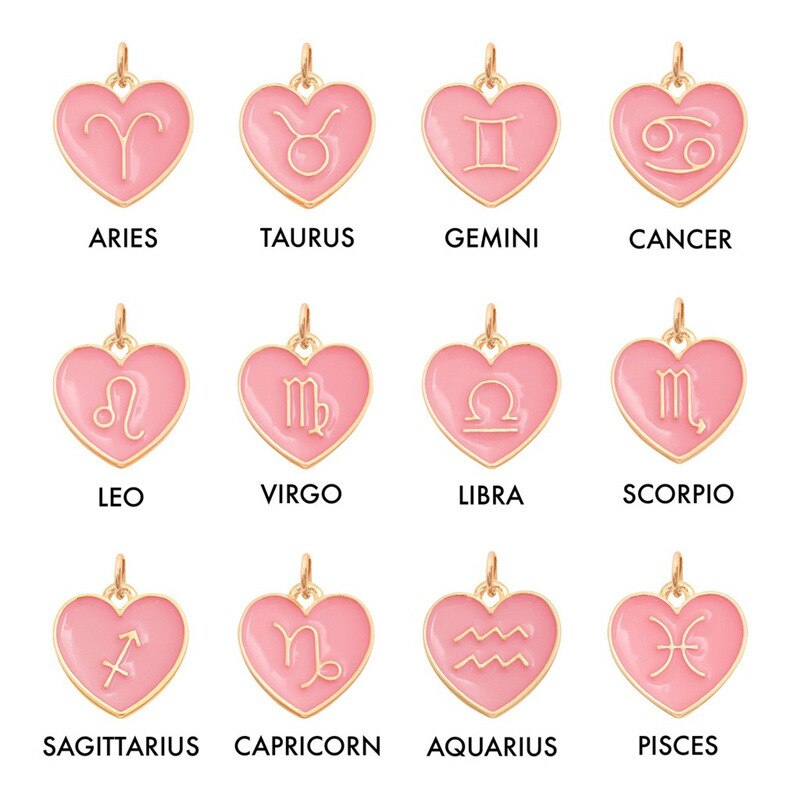 Vintage Heart Zodiac Necklaces For Women Stainless Steel 12 Constellation Pendant Imitation Pearl Chain Necklace Jewelry Gift