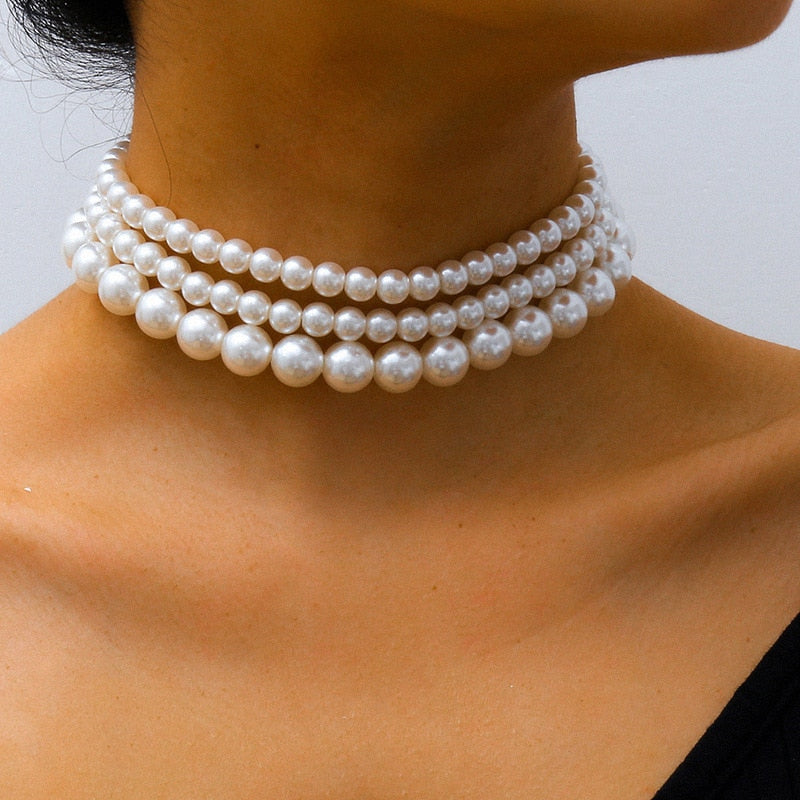 Vintage Imitation Pearl Choker Necklaces Chain Goth Collar For Women  Charm Party Wedding Jewelry Gift Accessories Bijoux