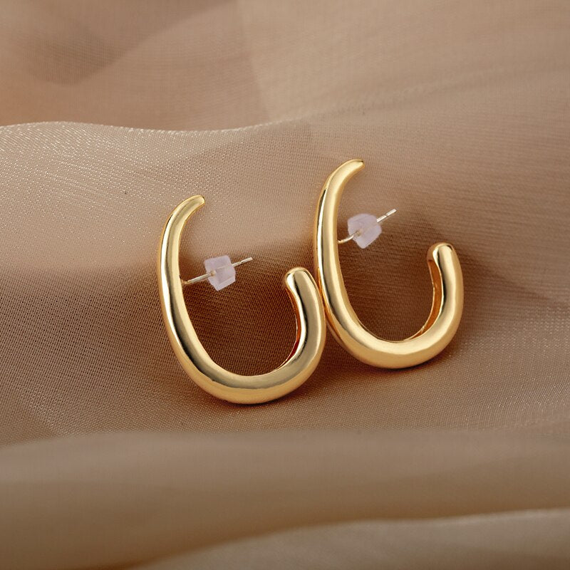 Vintage Imitation Pearl Earrings For Women Stainless Steel Geometric Elegant Stud Earring 2023 Trend Couple Party Jewelry Gift