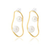 Vintage Imitation Pearl Earrings For Women Stainless Steel Geometric Elegant Stud Earring 2023 Trend Couple Party Jewelry Gift