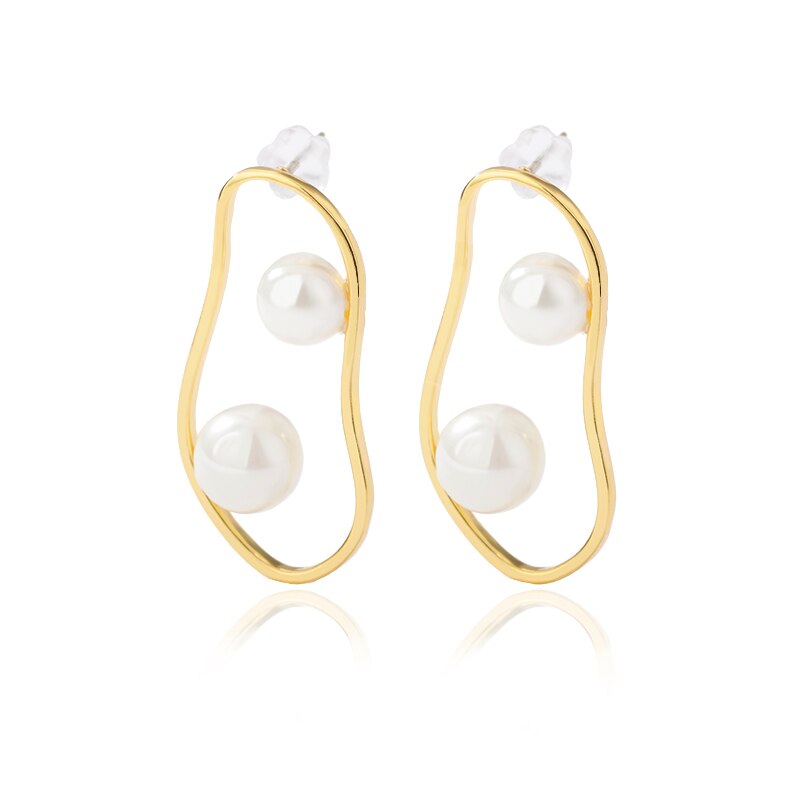 Vintage Imitation Pearl Earrings For Women Stainless Steel Geometric Elegant Stud Earring 2023 Trend Couple Party Jewelry Gift