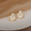 Vintage Imitation Pearl Earrings For Women Stainless Steel Geometric Elegant Stud Earring 2023 Trend Couple Party Jewelry Gift