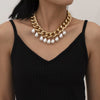 Vintage Imitation Pearl Pendant Water Drop Collar Necklace Exaggerated Heavy Metal Geometric Necklace Ladies Jewelry