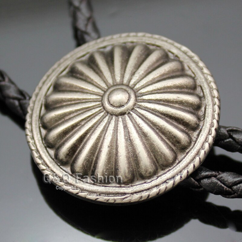 Vintage Indian Cowboy Dome Leather Rodeo Western  Bolo Bola Tie Necktie Jewelry  New