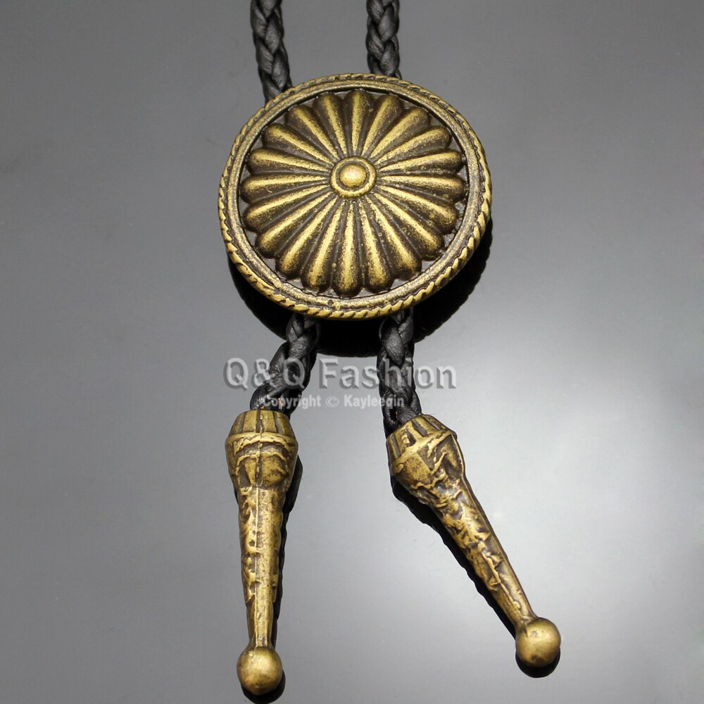 Vintage Indian Cowboy Dome Leather Rodeo Western  Bolo Bola Tie Necktie Jewelry  New