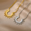 Vintage Irregular Necklace For Women Men Minimalism Stainless Steel Half Circle Sun Pendant Necklaces Goth Asthetic Jewerly