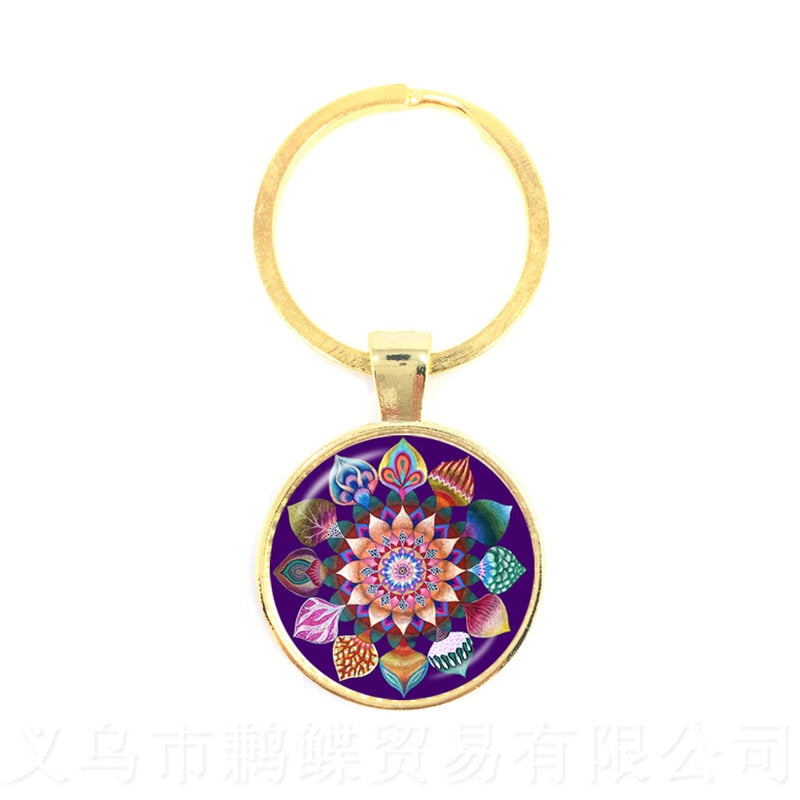 Vintage Jewelry Mandala Keychain Henna OM Symbol Buddhism Zen Online Shopping India 2020 Fashion Keyring For Men Women
