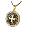 Vintage Knights Templar Stainless steel Pendant Iron Cross Men's Necklace 24Inch Chain Biker Maltese Cross Rhinestone Necklace P