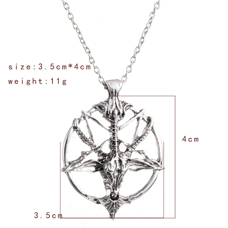 Vintage Kuroshitsuji Pentagram Skull Goat Head Necklace Punk Rock Hollow Sheep Skulls Pendant Necklaces For Women Men Jewelry